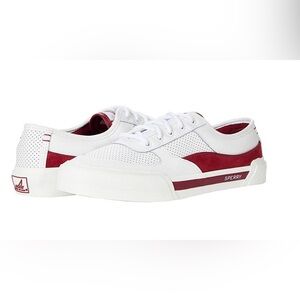 NIB SPERRY SOLETIDE WOMEN’S SHOES WHITE/BURGUNDY SIZE 9